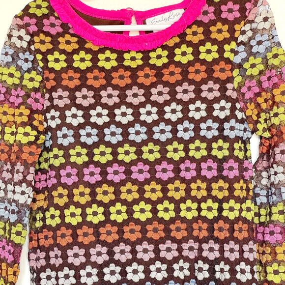 Emily Rose Girls Dress Size 8 Floral Ruffle  Mesh Colorful Back to school Winter - Picture 3 of 12